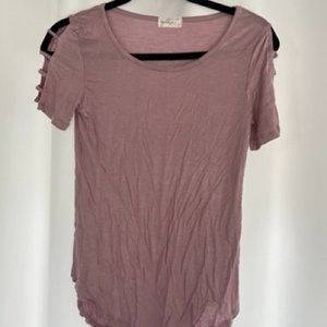 Lavender Tee with Sleeve Detailing